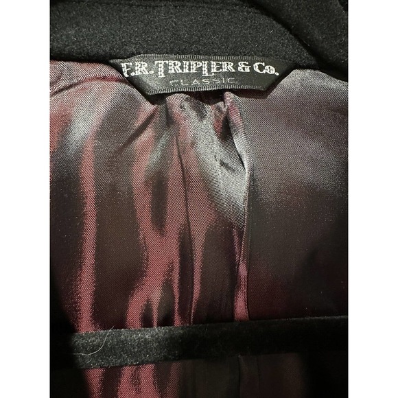F.R. TRIPLER & CO Wool Blnd Overcoat Black Trench Single Breasted Coat Dress 46R - Picture 6 of 16